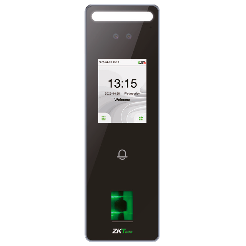 Controllo accessi e presenza IP65 - Riconoscimento Facciale, impronta digitale, scheda EM e PIN - 3.000 impronte | 200.000 registri - 2.4" TFT tattile | TCP/IP, WiFi, RS485 e Wiegand - Compatibile ZKBioAccess, ZKBioCV, GoTimeCloud - Software ZKBioTime8 2 dispositivi inclusi
