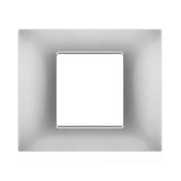 MAP6002-04 PLACCA TECNOPOLIMERI GRIGIO CHIARO 2 POSTI COMPATIBILE PLANA