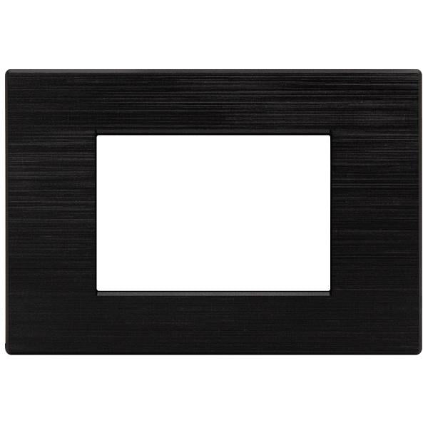 MAPM6003SL-2 PLACCA TECNOPOLIMERI GEM NERO SPAZZOLATO 3 POSTI COMPATIBILE PLANA