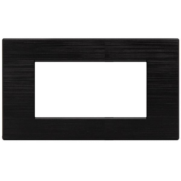 MAPM6004SL-2 PLACCA TECNOPOLIMERI GEM NERO SPAZZOLATO 4 POSTI COMPATIBILE PLANA