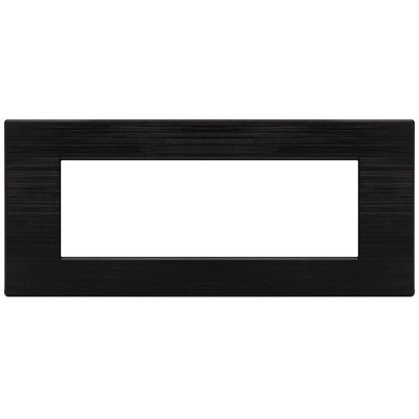 MAPM6007SL-2 PLACCA TECNOPOLIMERI GEM NERO SPAZZOLATO 7 POSTI COMPATIBILE PLANA