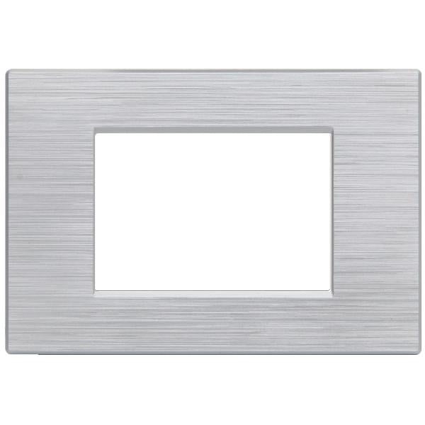 MAPM6003SL-9 PLACCA TECNOPOLIMERI GEM SILVER SPAZZOLATO 3 POSTI COMPATIBILE PLANA