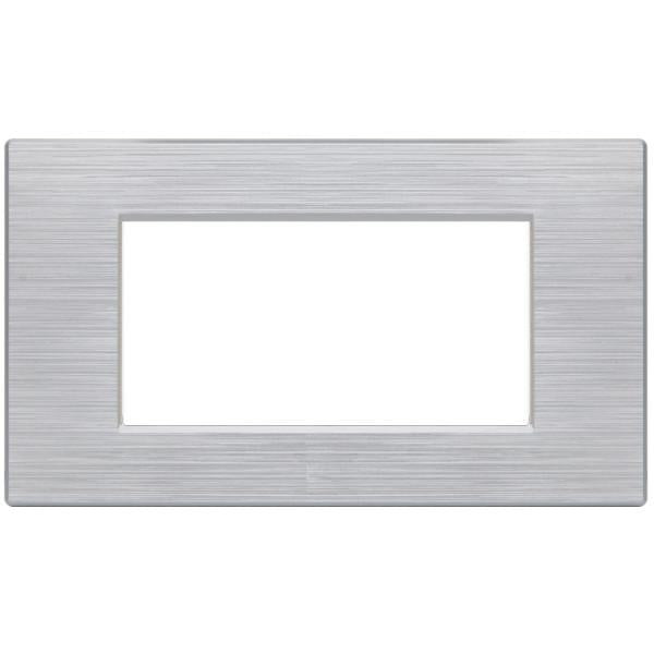 MAPM6004SL-9 PLACCA TECNOPOLIMERI GEM SILVER SPAZZOLATO 4 POSTI COMPATIBILE PLANA