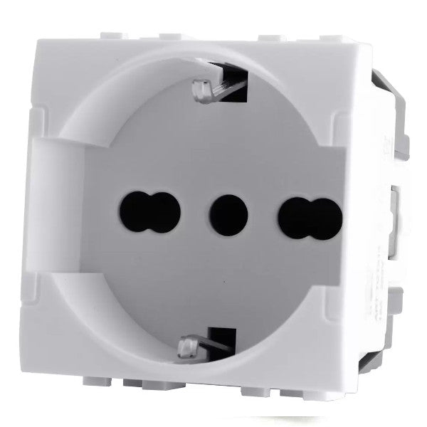 MAP814B PRESA 2P+T 16A BIV.ST.ITALIANO/TEDESCO SCHUKO COMPATIBILE LIVING BIANCA