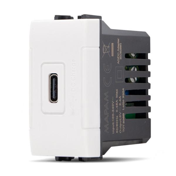 MAP836B PRESA CARICABATTERIA USB C 5V 2,4A SERIE ART COMPATIBILE LIVING BIANCA