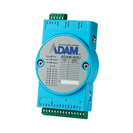 Modulo di acquisizione e controllo dati - 16 ingressi digitali - Protocolli: Modbus/TCP, TCP/IP, UDP, HTTP,... - Possibilità  di creare regole di controllo analogico - Server web integrato - 2 porte Ethernet 10/100 Base-TX