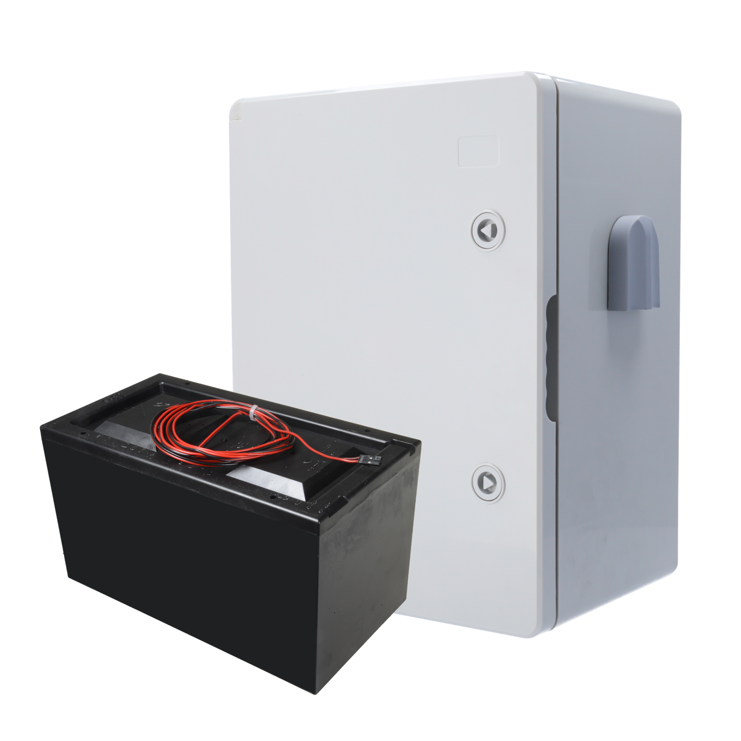 Kit batteria con scatola in poliestere - Durata fino a 7 mesi - Batteria non ricaricabile - facile installazione - Ideale per una seconda casa o una casa vuota - AJ-BATTERYBOX-7M