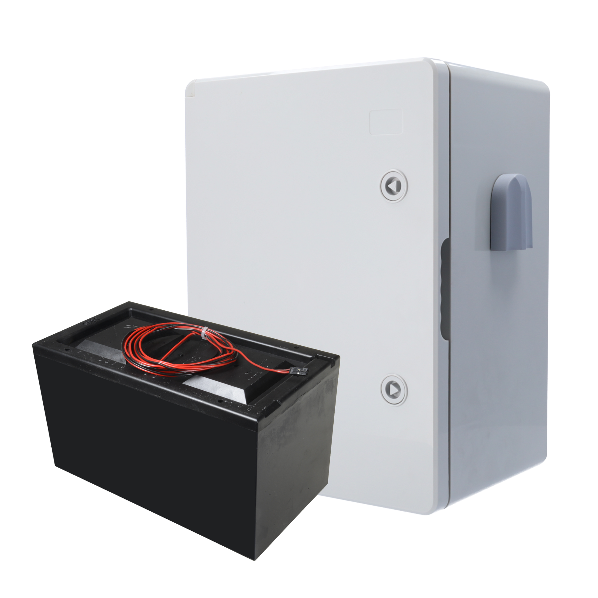 Kit batteria con scatola in poliestere - Durata fino a 7 mesi - Batteria non ricaricabile - facile installazione - Ideale per una seconda casa o una casa vuota - AJ-BATTERYBOX-7M