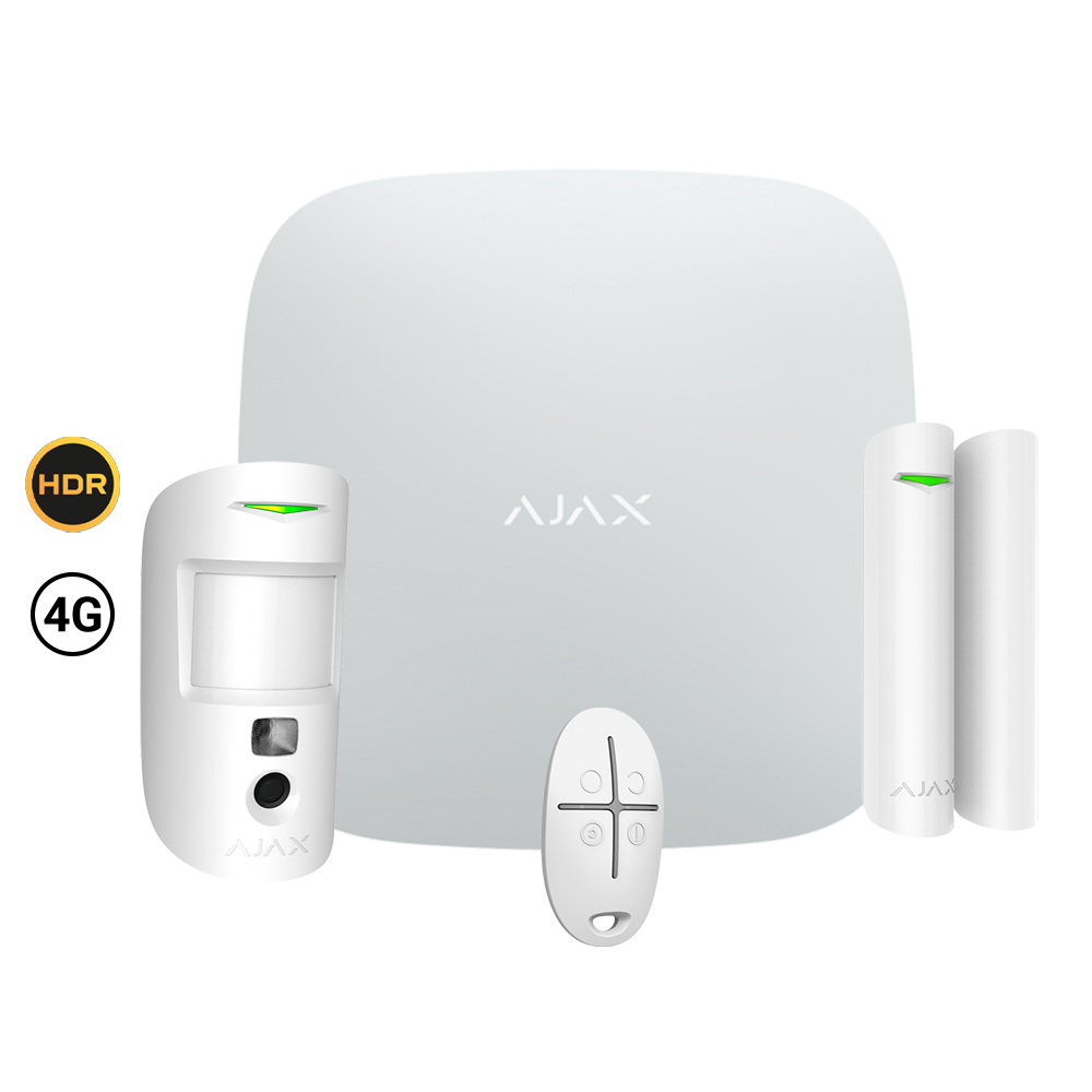 Ajax - Kit allarme Grado 2 Hub 2 4G con MotionCam HDR - AJ-STARTERKIT-CAM-HDR-4G-W