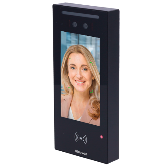 Pulsantiera Videocitofono Akuvox AK-E16C Videocitofono IP con controllo accessi Telecamera 2 Mpx | Audio e video bidirezionaleRiconoscimento Facciale, scheda, NFC, BLE, QR e PIN | 1 relè20.000 utenti | PoE, SIP standardSchermo touch screen IPS da 5"