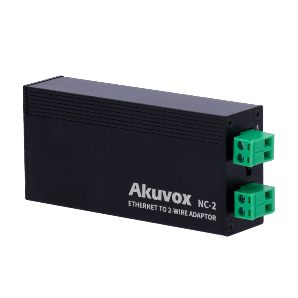 Accessori Akuvox AK-NC-2 Converter IP a 2 fili1 gruppo a 2 fili1 gruppo TCP/IP con RJ45 | Uscita PoE Alimenta dispositivi IP e a 2 fili Adatto per postazioni esterne e monitor Alimentazione 48 VDC o AK-NS-2