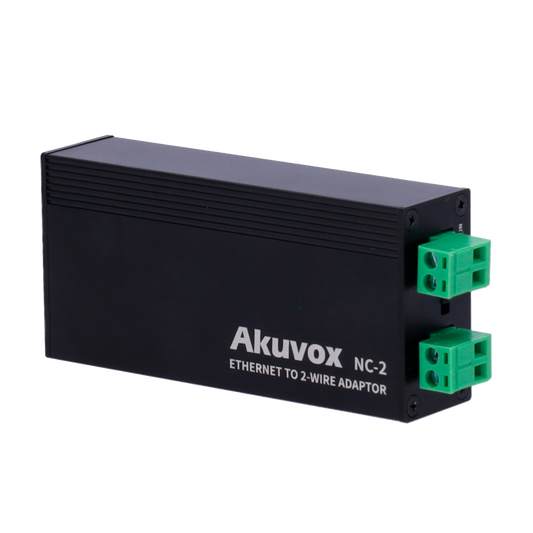 Accessori Akuvox AK-NC-2 Converter IP a 2 fili1 gruppo a 2 fili1 gruppo TCP/IP con RJ45 | Uscita PoE Alimenta dispositivi IP e a 2 fili Adatto per postazioni esterne e monitor Alimentazione 48 VDC o AK-NS-2