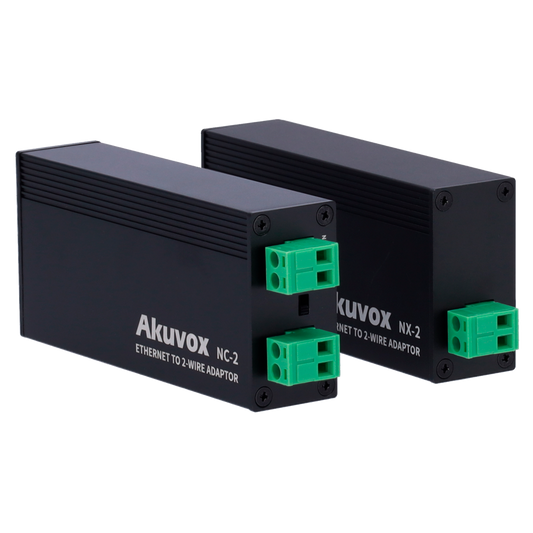 Accessori Akuvox AK-NX-2 Kit converter IP a 2 fili1 gruppo a 2 fili1 gruppo TCP/IP con RJ45 | Ingresso e uscita PoEAlimenta i dispositivi IP tramite 2 filiAdatto per postazioni esterne e monitorAlimentazione PoE standard