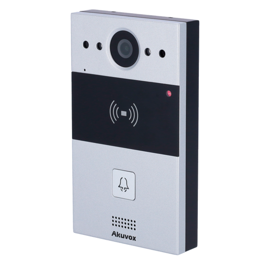 Pulsantiera Videocitofono Akuvox AK-R20A Videocitofono IP da superficieTelecamera 2 Mp | Audio bidirezionale Crystal ClearApertura tramite scheda EM/MF e NFC | 2 relèPoE