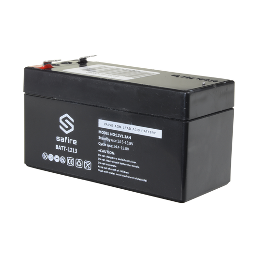 Batteria ricaricabile - Tecnologia piombo-acido AGM - Voltaggio 12 V - Capacità 1.3 Ah - 58 x 97 x 65 mm / 540 g - Per backup o uso diretto - BATT-1213