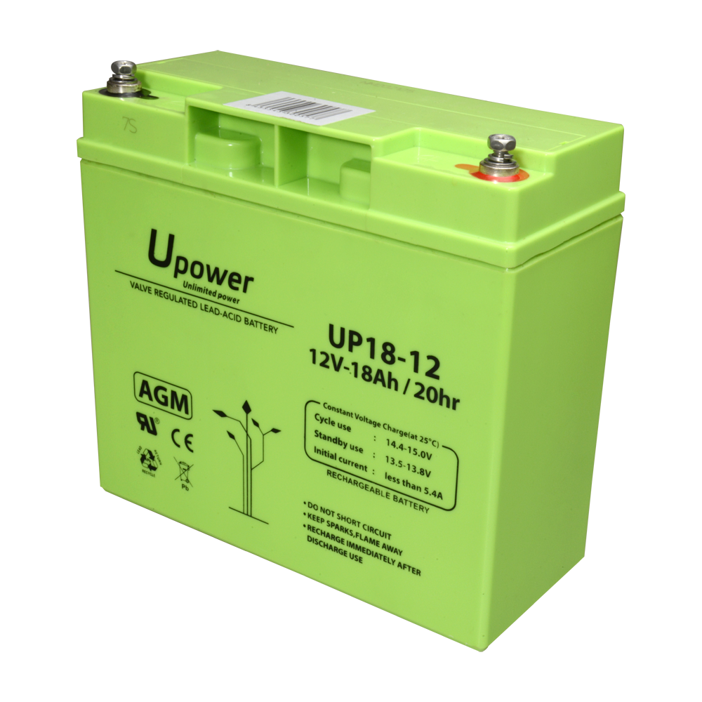 Upower - Batteria ricaricabile - Tecnologia piombo-acido AGM - Voltaggio 12 V - Capacità 18.0 Ah - 167.5 x 181.5x x 77/ 5700g - Per backup o uso diretto - BATT-1218-U