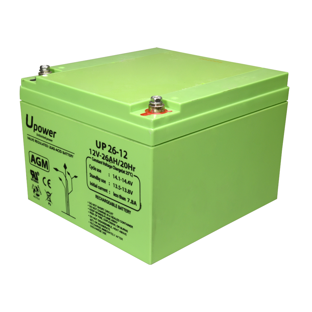Upower - Batteria ricaricabile - Tecnologia piombo-acido AGM - Voltaggio 12 V - Capacità 26.0 Ah - 125 x 166.5x x 175/ 8440g - Per backup o uso diretto - BATT-1226-U
