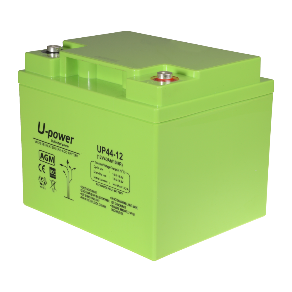 Upower - Batteria ricaricabile - Tecnologia piombo-acido AGM - Voltaggio 12 V - Capacità 40.0 Ah - 170 x 197 x 165 mm / 14200 g - Per backup o uso diretto - BATT-1244-U