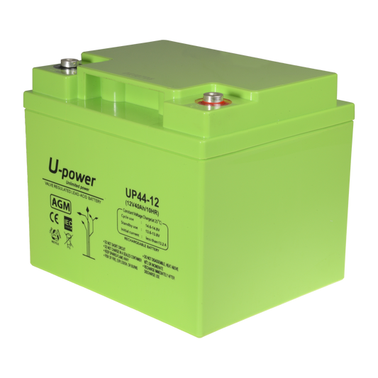Upower - Batteria ricaricabile - Tecnologia piombo-acido AGM - Voltaggio 12 V - Capacità 40.0 Ah - 170 x 197 x 165 mm / 14200 g - Per backup o uso diretto - BATT-1244-U