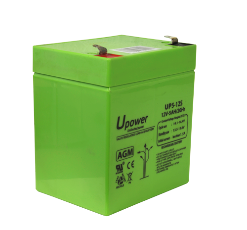Upower - Batteria ricaricabile - Tecnologia piombo-acido AGM - Voltaggio 12 V - Capacità 5.0 Ah - 107 x 90 x 70 mm / 1650 g - Per backup o uso diretto - BATT-1250-U