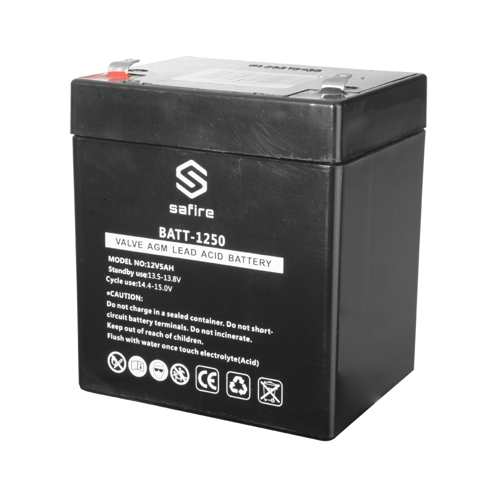 Batteria ricaricabile - Tecnologia piombo-acido AGM - Voltaggio 12 V - Capacità 5.0 Ah - 105 x 90 x 70 mm / 1630 g - Per backup o uso diretto - BATT-1250