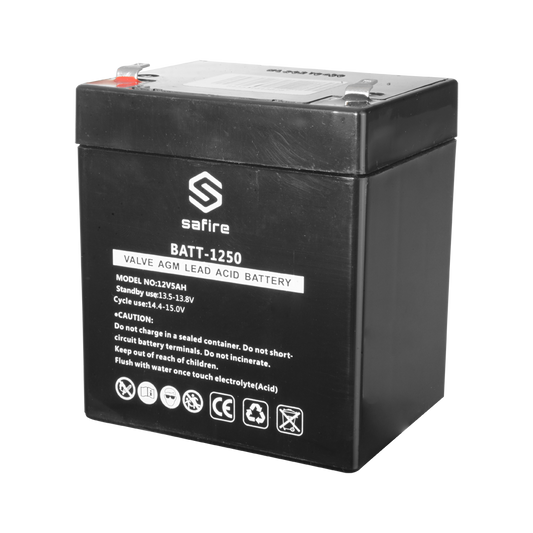 Batteria ricaricabile - Tecnologia piombo-acido AGM - Voltaggio 12 V - Capacità 5.0 Ah - 105 x 90 x 70 mm / 1630 g - Per backup o uso diretto - BATT-1250
