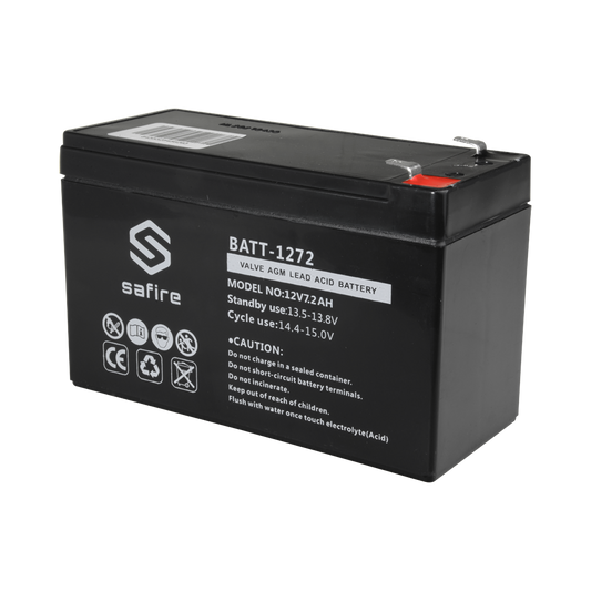 Batteria ricaricabile - Tecnologia piombo-acido AGM - Voltaggio 12 V - Capacità 7.2 Ah - 94 x 151 x 65 mm / 2220 g - Per backup o uso diretto - BATT-1272