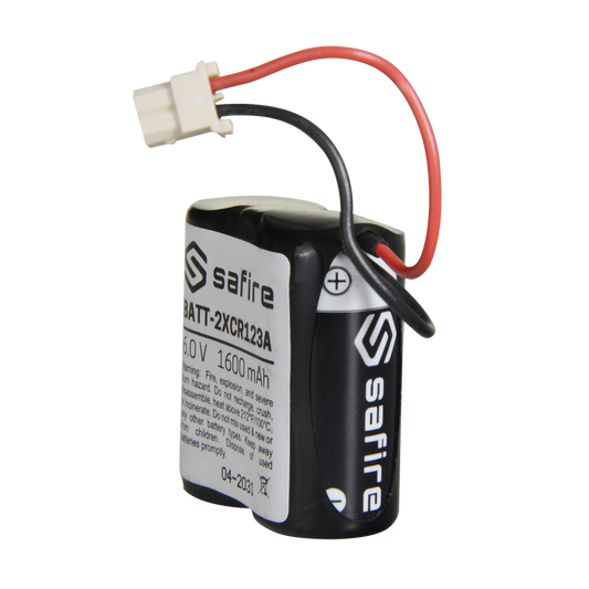 Safire - Pack di pile CR123A / CR17345 / 5018LC - Connettore Molex 5284 - Voltaggio 6 V / Litio - Capacità nominale 1600 mAh - Compatibile con rilevatori Visonic Next Cam PG2 e K9 PG2 - BATT-2XCR123A