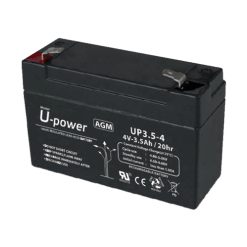 Upower - Batteria ricaricabile - Tecnologia piombo-acido AGM - Voltaggio 4 V - Capacità 3.5 Ah - 65 x 90x x 34/ 420g - Per backup o uso diretto - BATT-4035-U