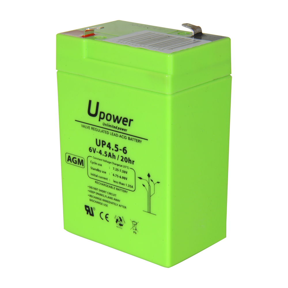 Upower - Batteria ricaricabile - Tecnologia piombo-acido AGM - Voltaggio 6 V - Capacità 4.5 Ah - 106 x 70x x 47/ 810g - Per backup o uso diretto - BATT-6045-U