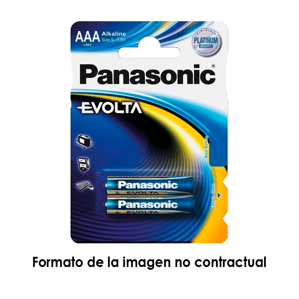 Panasonic - Batteria AAA/LR03 - Pack da 2 - 1.5 V - Alcalina - Alta qualità - BATT-LR03-P