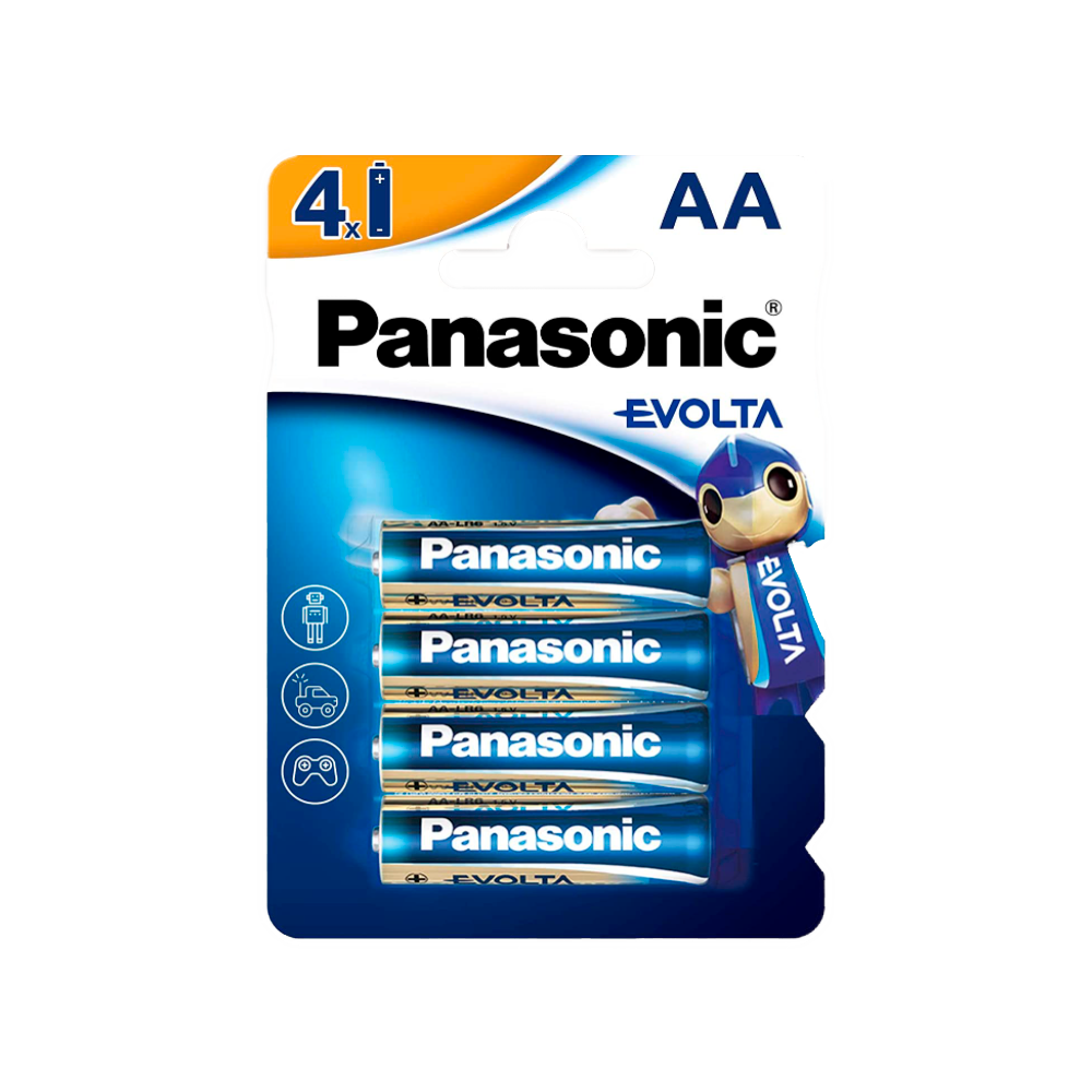 Panasonic - Batteria AA/LR06 - Pack da 4 - 1.5 V - Alcalina - Alta qualità - BATT-LR06-P