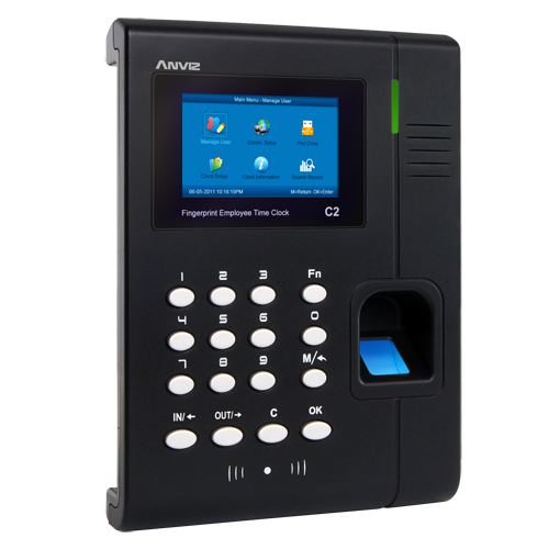 Terminal  Controllo Presenza Anviz - Impronte digitali, schede RFID e tastiera - 3000 registrazioni / 100000 registri - TCP/IP, USB, USB Flash - 8 Modi di Controllo presenze - Software Anviz CrossChex