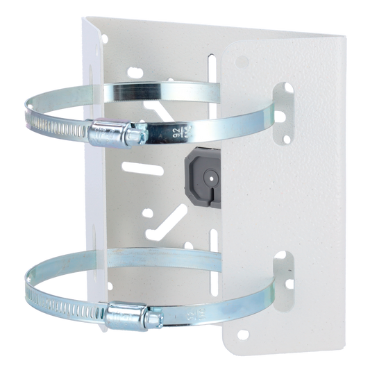 Staffa per pali/lampioni - Per telecamere bullet o dome - Design universale - Adatto per esterni - Colore bianco - Passacavo