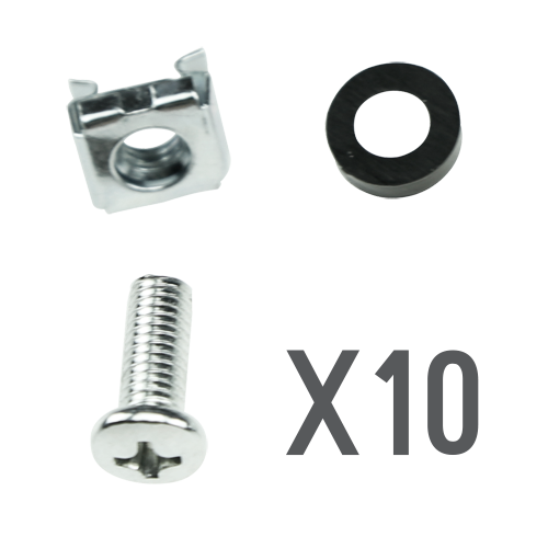 Viti - Adatto per rack - Metrica M6 - 10 unità - Dado - Vite e separatore - CN-M6