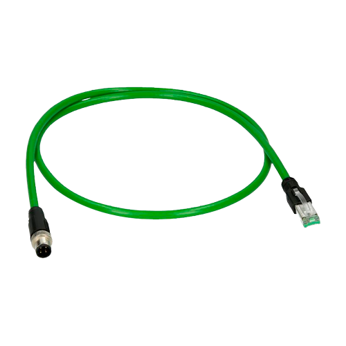 M12 Connettore adattatore maschio a RJ45 maschio - Ethernet - Speciale per aviazione - Lunghezza 0.1 m