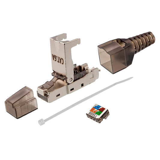 Connettore RJ45 - Compatibile con il cavo FTP Cat 6A - Housing metallico - Compatibile con i cavi AWG32 - Facile installazione senza necessità  di strumenti