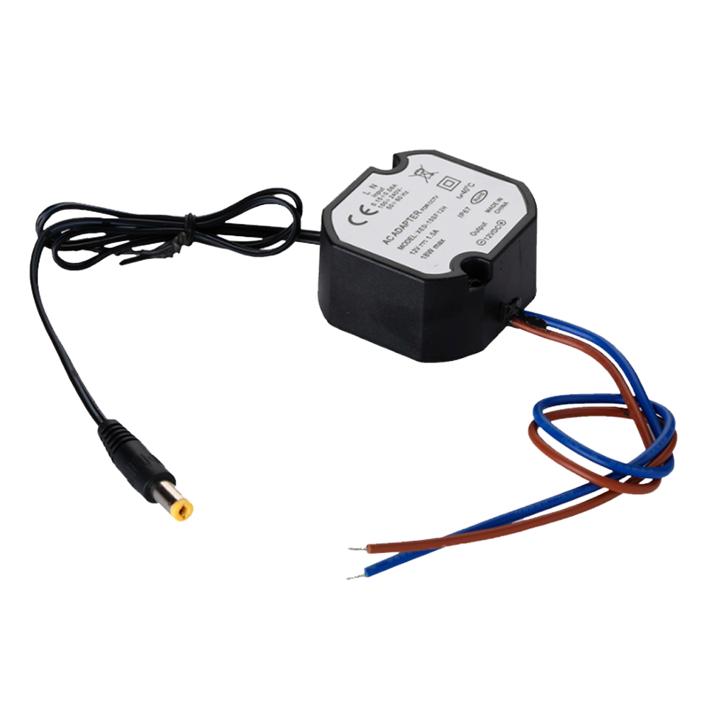 Adattatore di Alimentazione  - 12 V / 1A /12 W -  Waterproof IP67 -  50 (I) x 48 (La) x 25 (Lu) mm - Stabilizzato