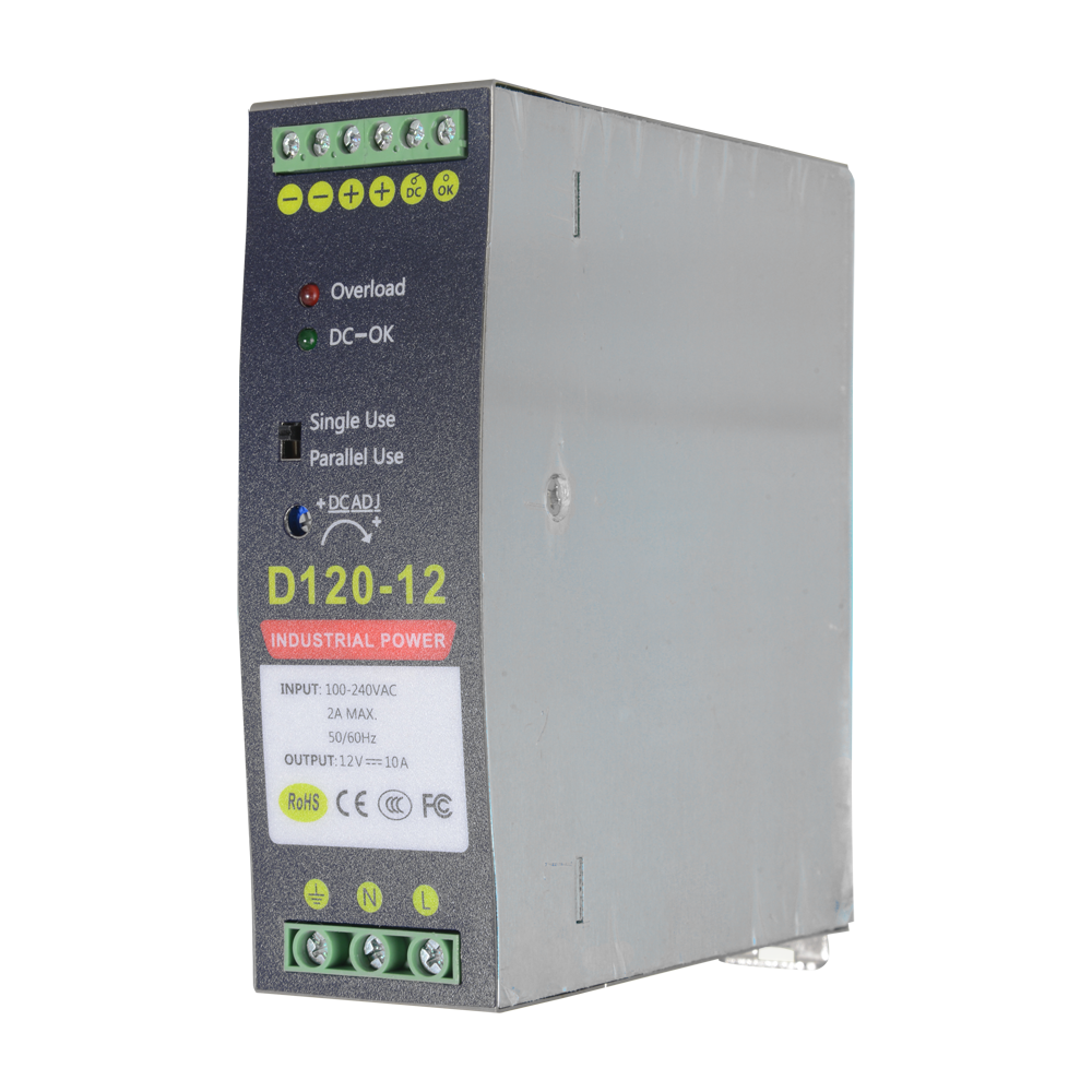 Alimentatore a commutazione - uscita DC 12 V 10 A / 120 W - 2 uscite - Voltaggio in entrata 90 V ~ 264 V - 135 (P) x 121 (I) x 40 (H) mm - Montaggio su guida DIN - DC12V10A-DIN