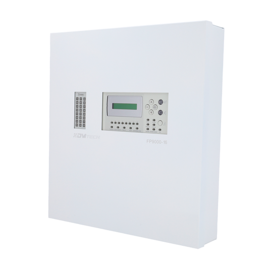 Centrale convenzionale di 16 zone con schermo LCD - 2 Uscita sirena - 2 uscite di allarme e guasto e 6 uscite relè configurabili - Uscita ripetitore - Fino a 30 rilevatori per zona - Rilevamento automatico della resistenza di fine linea