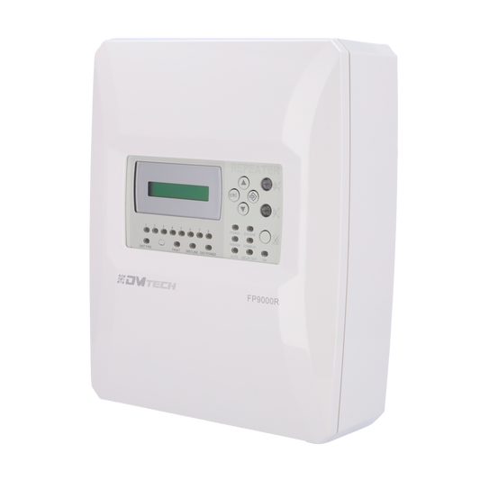 Ripetitore di controllo DMTECH - 2 Uscita sirena - 2 uscite di allarme e guasto e 2 uscite relè configurabili - Permette fino a 8 centrali collegate - Modulo necessario DMT-M9000-485 - Schermo LCD e menu di programmazione avanzati