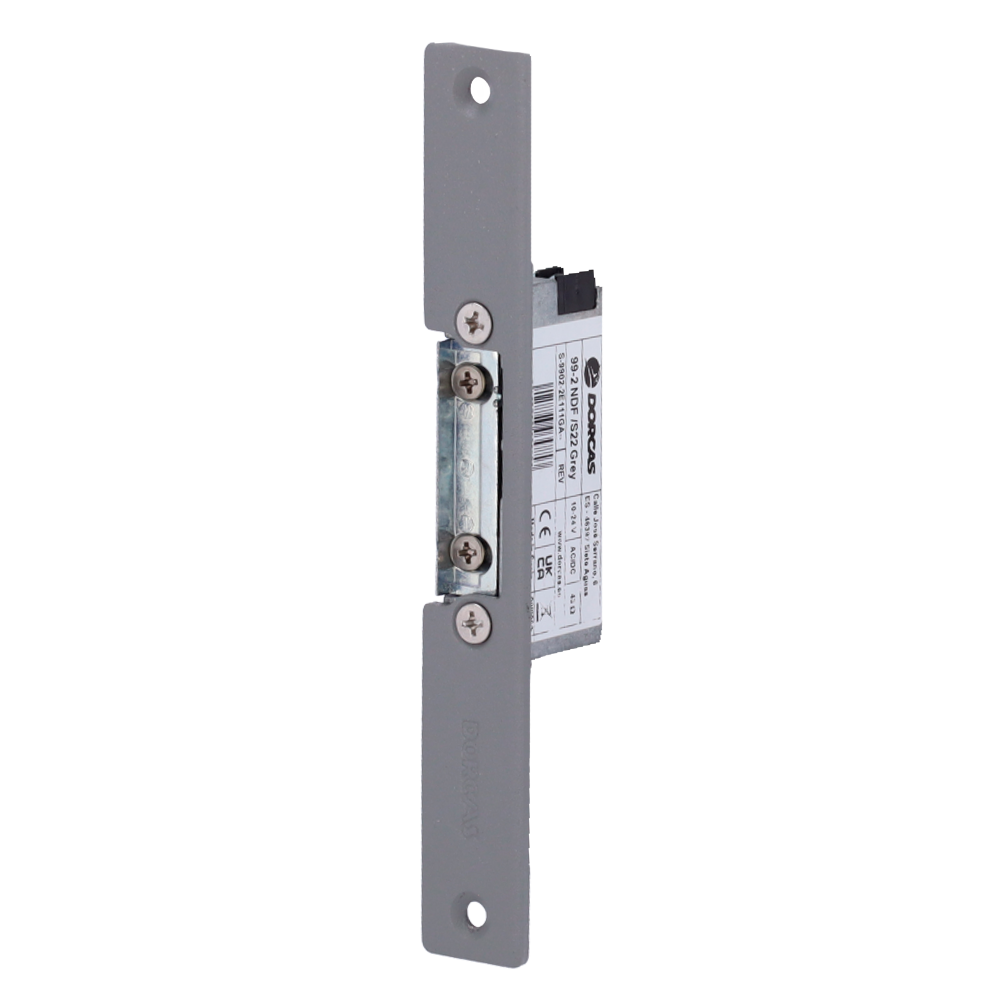 Apriporta elettrico Dorcas - Per porta singola | Scrocco radiale regolabile - Modo apertura Fail Secure (NO) - Forza di tenuta 330 kg - Alimentazione AC/DC 10-24V - Montaggio ad incasso | Passaggio libero