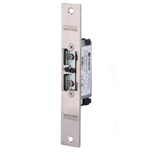 Apriporta elettrico Dorcas - Per porta singola | Scrocco radiale regolabile - Modalità  di apertura Fail Safe (NC) - Forza di ritenzione 330 kg | Anteriore senza taglio - Alimentazione DC 12V - Montaggio a incasso