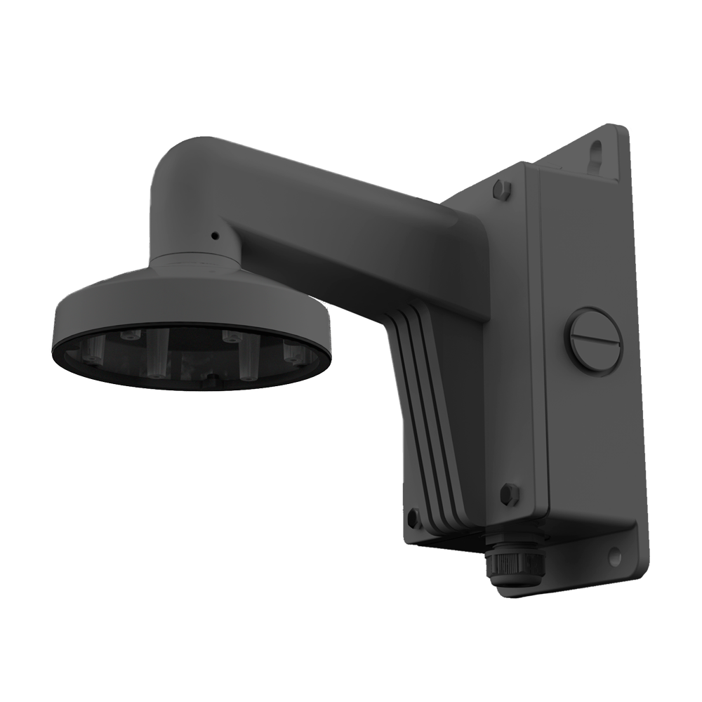 Supporto a parete con scatola di connessione - Adatto per dome - Adatto per esterni - Colore nero - Passacavo