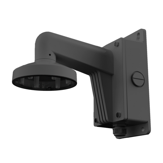 Supporto a parete con scatola di connessione - Adatto per dome - Adatto per esterni - Colore nero - Passacavo