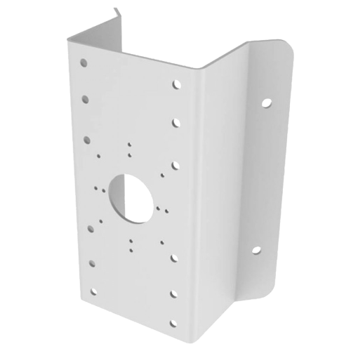 Staffa ad angolo - Angolo di apertura 90° - Adatto per esterni - Colore bianco - Compatibile con Hiwatch Hikvision - Passacavo