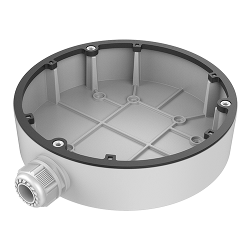 Scatola di giunzione - Per telecamere dome - Per esterni - Installazione a tetto o parete - Colore bianco - Passacavo