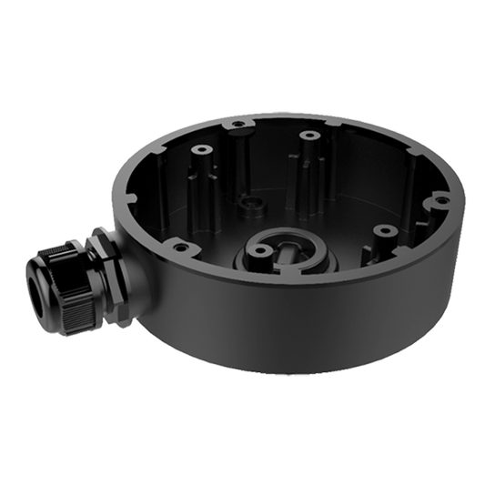 Scatola di giunzione - Per telecamere dome - Per esterni - Installazione a tetto o parete - Colore nero - Passacavo