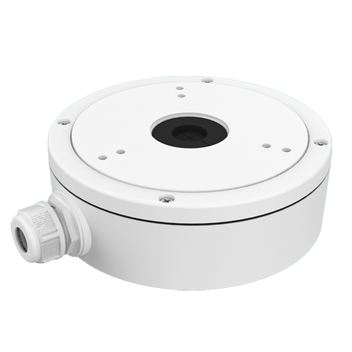 Scatola di giunzione - Per telecamere dome - Per esterni - Installazione a tetto o parete - Colore bianco - Passacavo