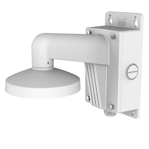 Staffa a parete - Scatola di giunzione - Adatto per esterni - Colore bianco - Compatibile con Hiwatch Hikvision - Passacavo